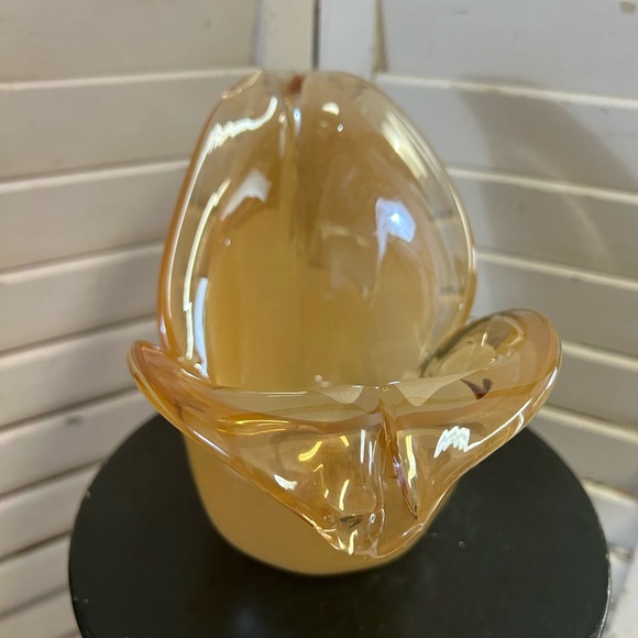 Murano Handblown Vase Vintage Murano White Crystal Peach Still has label - Picture 5 of 9